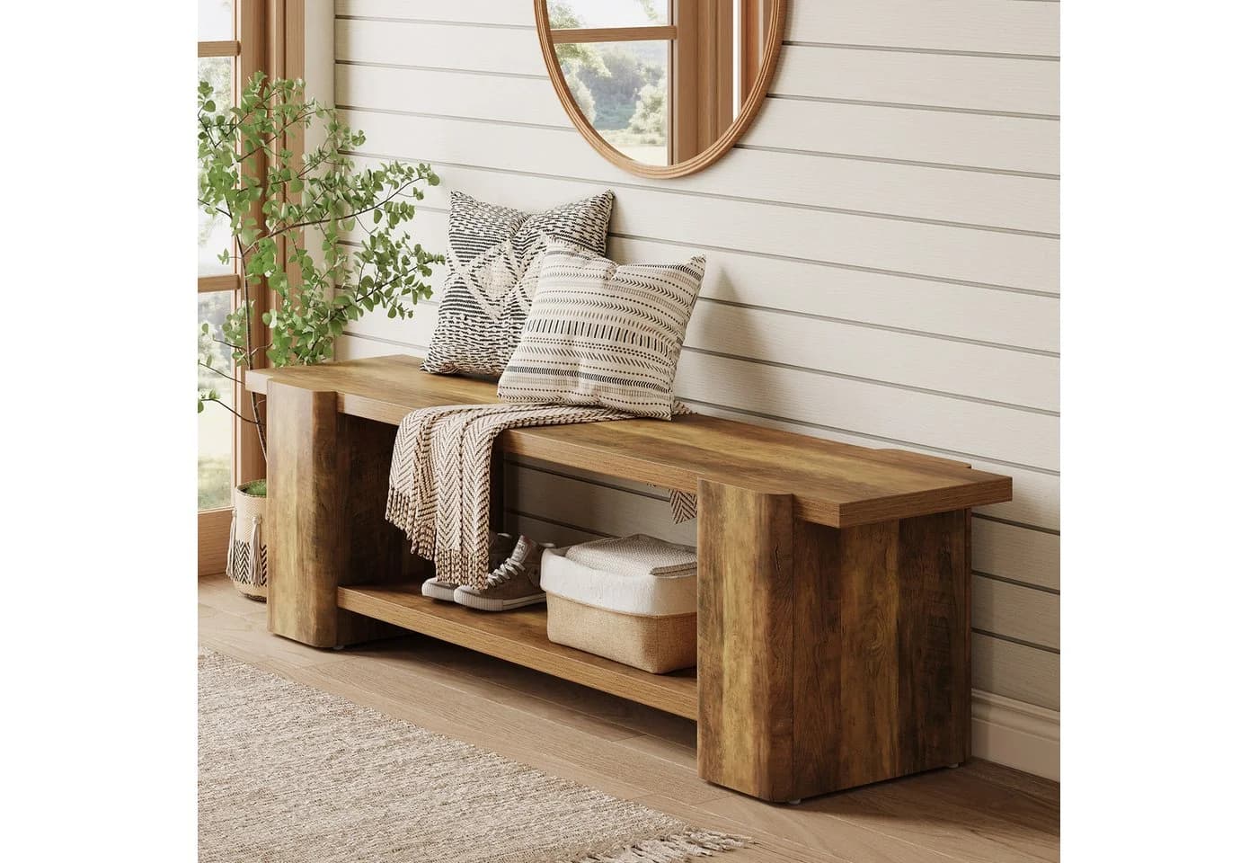Tribesigns Bettbank 160 cm Landhausstil Braun - Bild 4