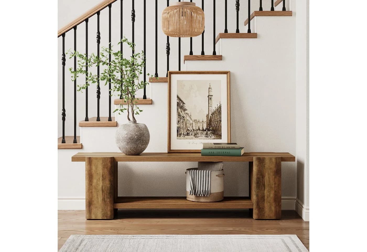 Tribesigns Bettbank 160 cm Landhausstil Braun - Bild 5