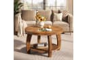 Tribesigns Couchtisch rund aus Massivholz mit 2 Ablagen Bild 4