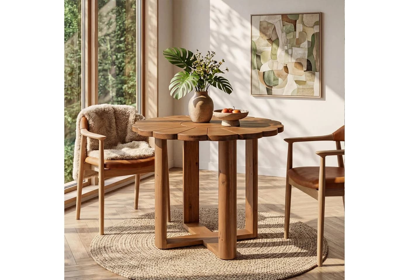Tribesigns Runder Esstisch Massivholz Landhaus Braun 80cm - Bild 5