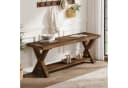 Tribesigns Schuhbank Massivholz 110 cm Braun mit Stauraum Bild 1