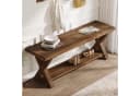 Tribesigns Schuhbank Massivholz 110 cm Braun mit Stauraum Bild 5