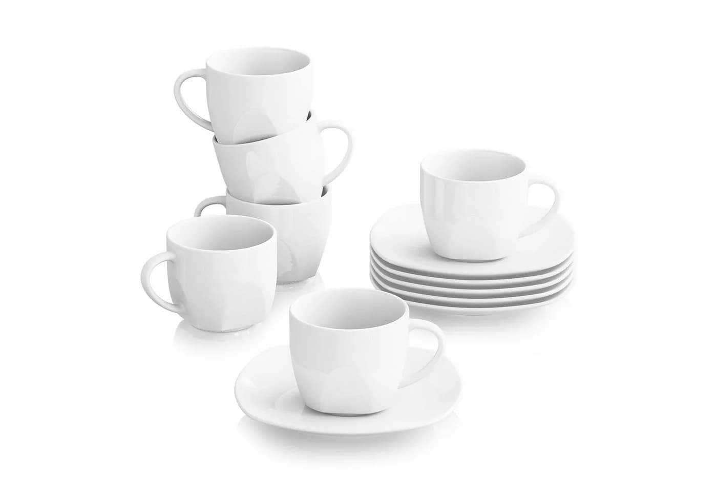 MALACASA ELISA Kaffeeservice 6-tlg. Grauweiß Porzellan - Bild 2