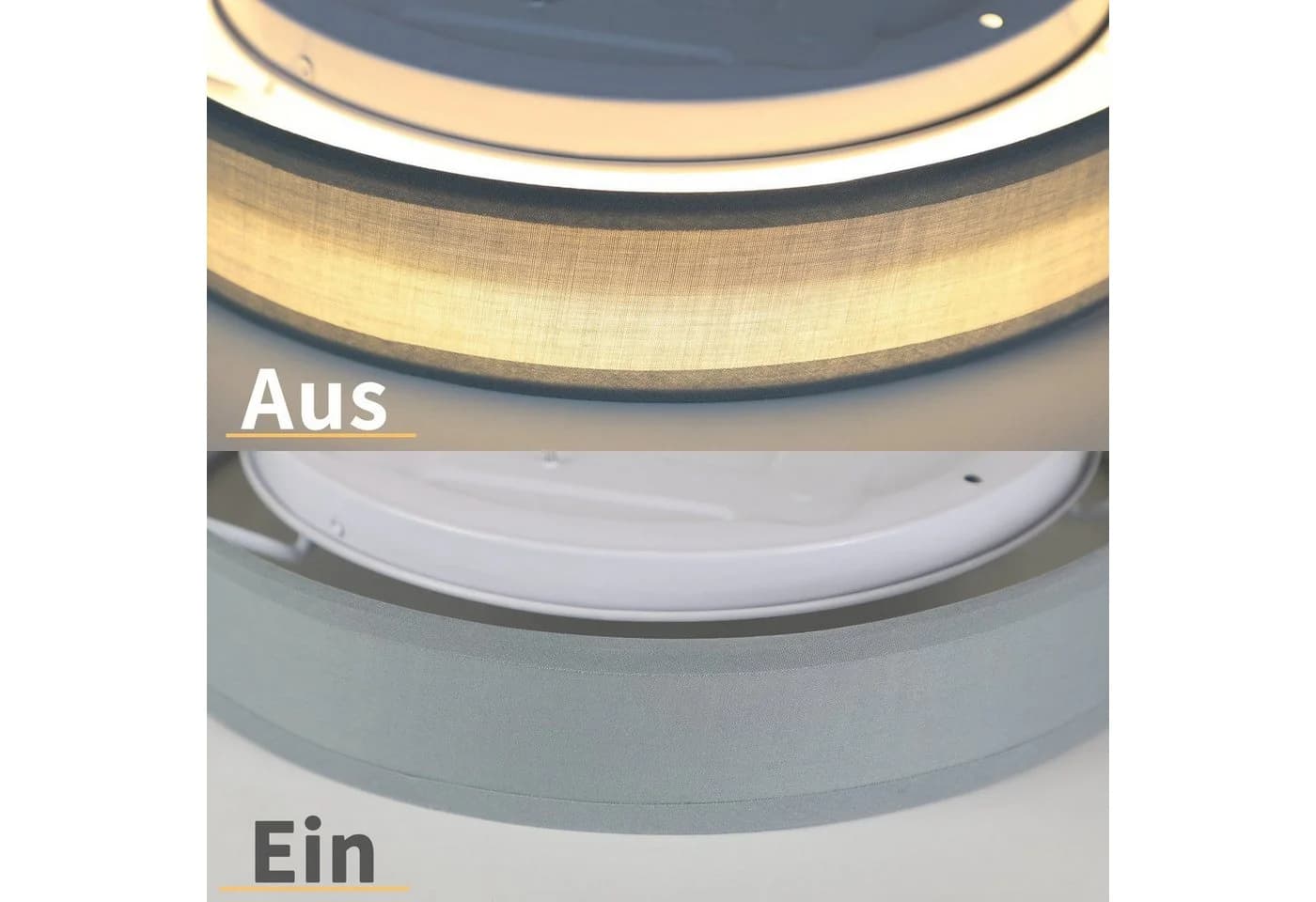 ZMH LED Deckenleuchte Grau Rund 10W Warmweiß Stoffschirm - Bild 5