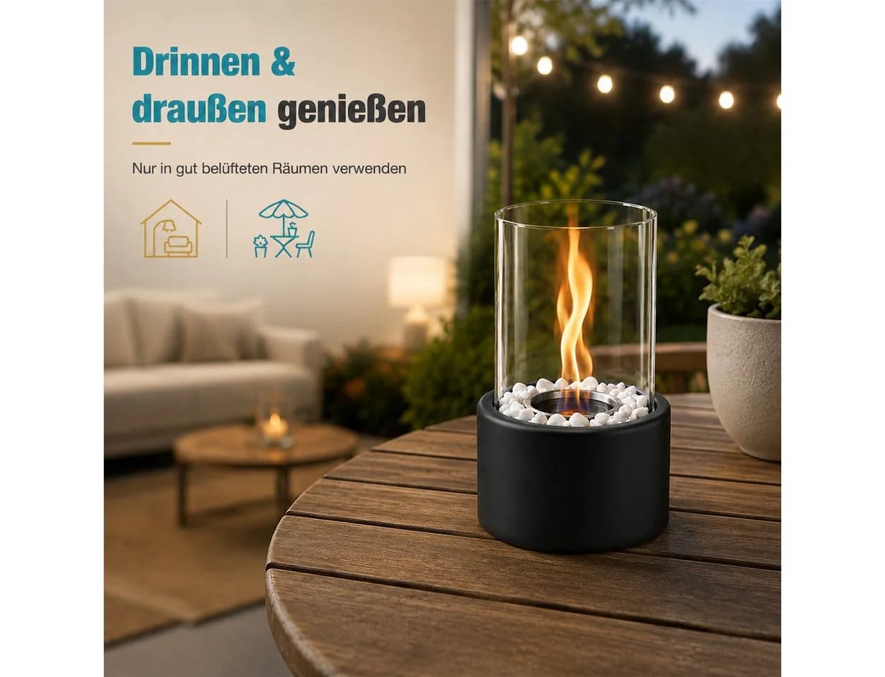 Nettlife Ethanol Tischkamin Schwarz Tragbar Indoor Outdoor - Bild 5