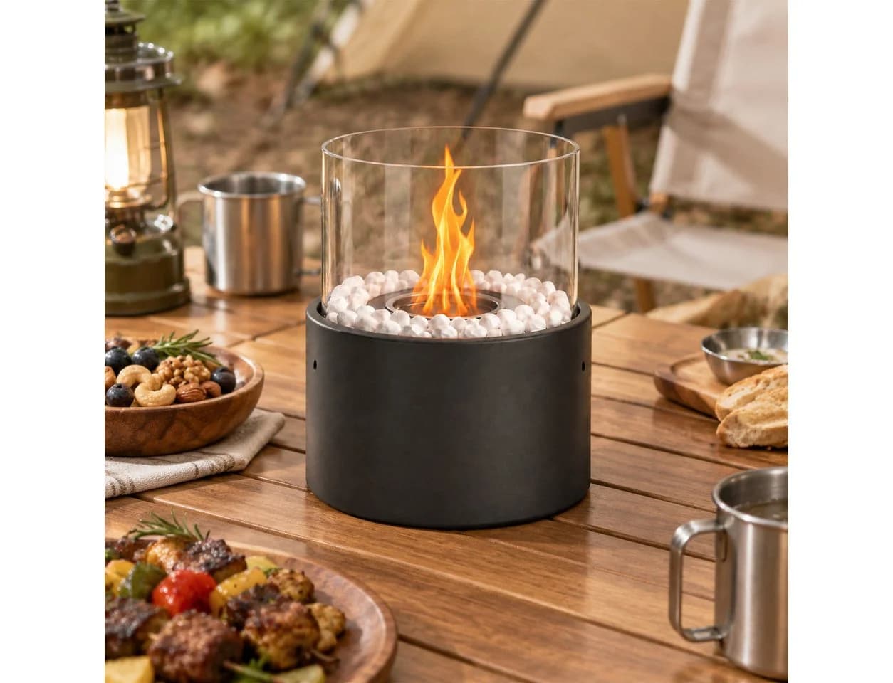 Nettlife Ethanol Tischkamin Schwarz Edelstahl mit Zubehör - Bild 2