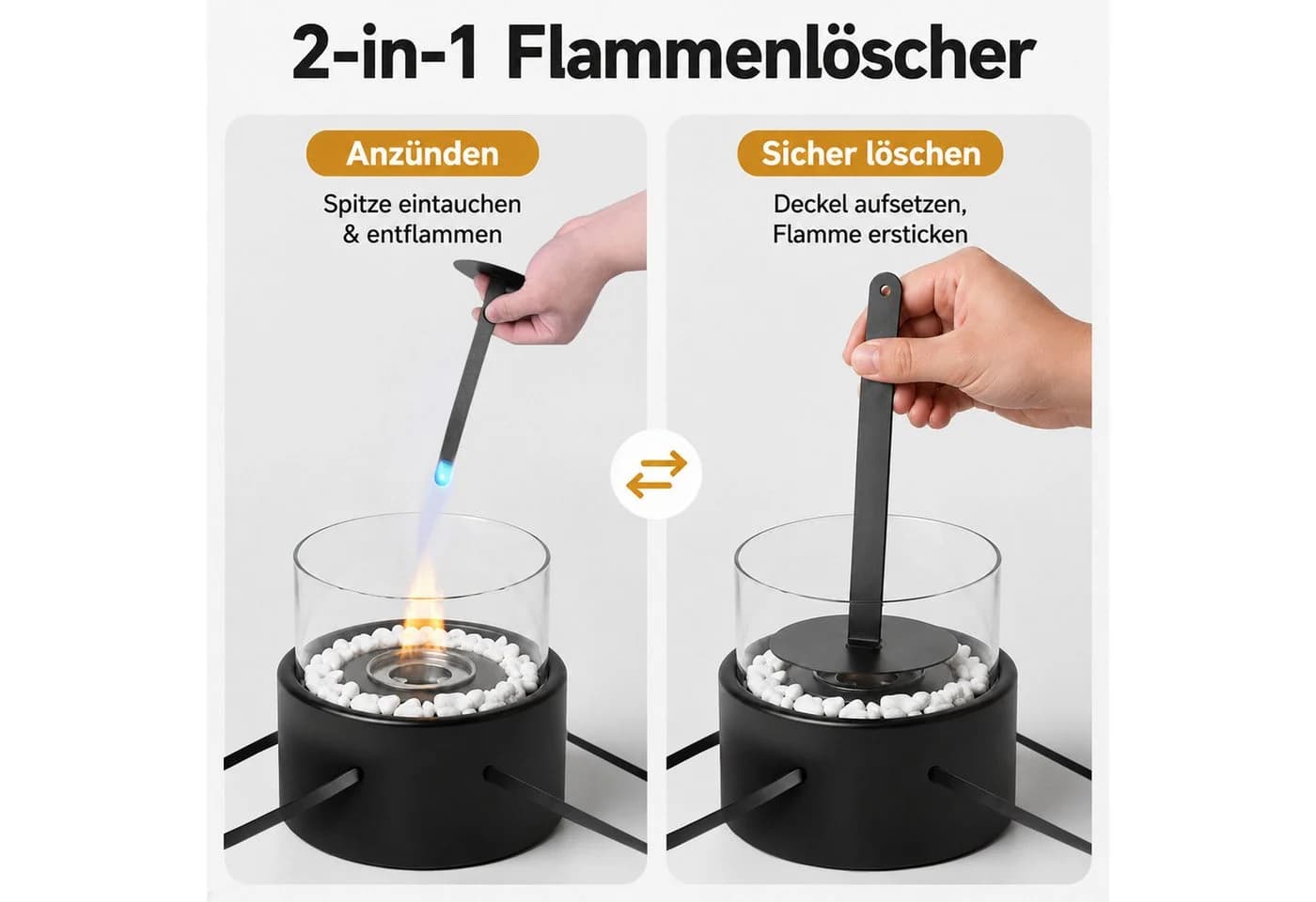 Nettlife Ethanol Tischkamin Schwarz Edelstahl mit Zubehör - Bild 4