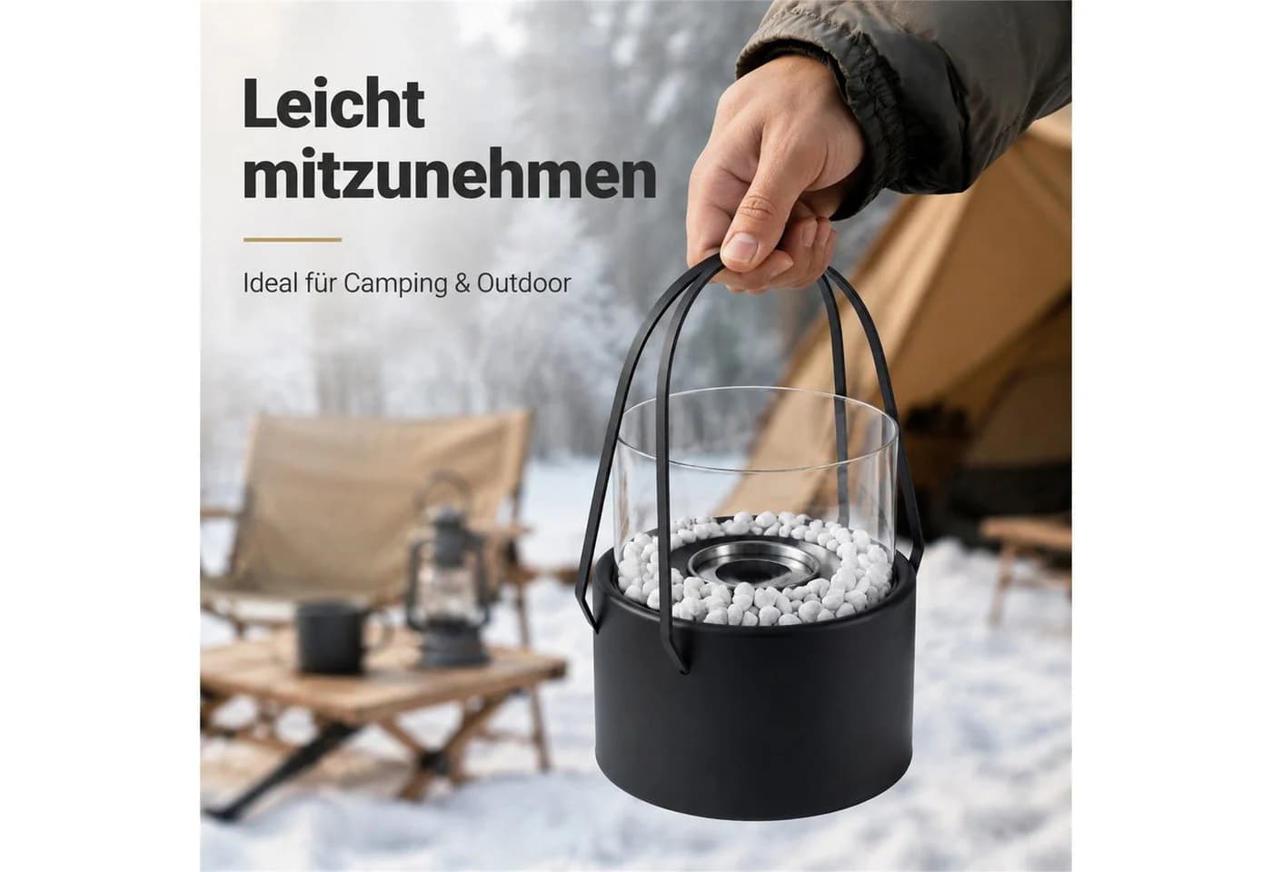 Nettlife Ethanol Tischkamin Schwarz Edelstahl mit Zubehör - Bild 5