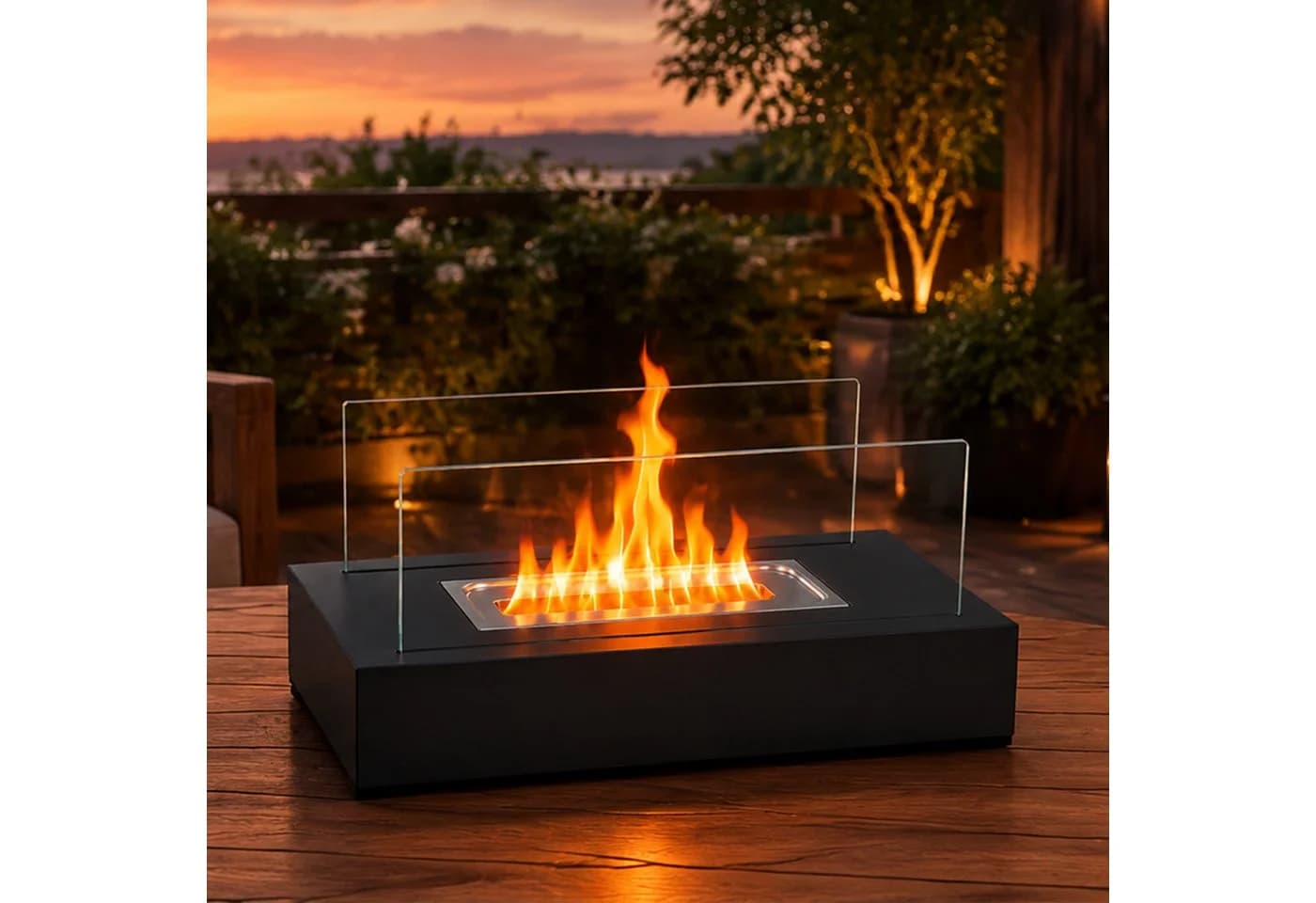 Nettlife Ethanol Tischkamin Schwarz Edelstahl & Glas - Bild 2
