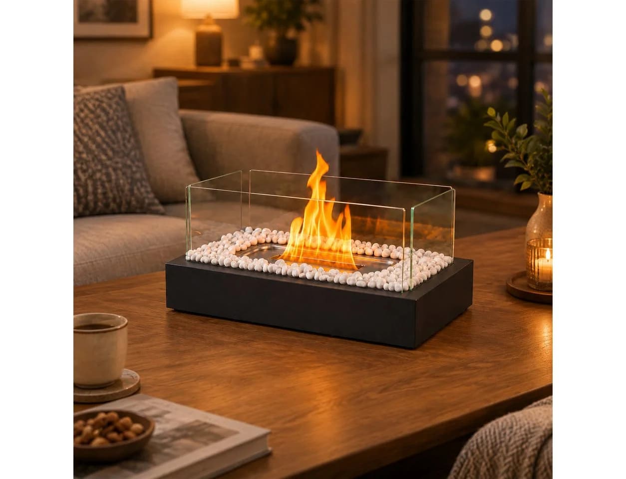 Nettlife Bioethanol Tischkamin Schwarz Edelstahl & Glas - Bild 2