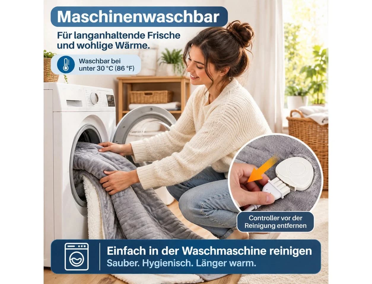 Ledklang Elektrische Heizdecke Grau/Schwarz mit Timer & 6-Stufen-Heizung - Bild 4