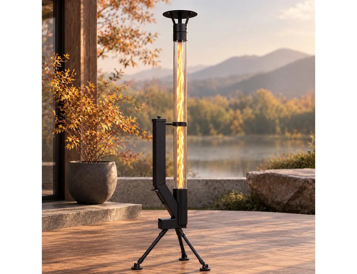 Nettlife Heizstrahler Gartenkamin Pelletfackel Schwarz 6000 W - Bild 2
