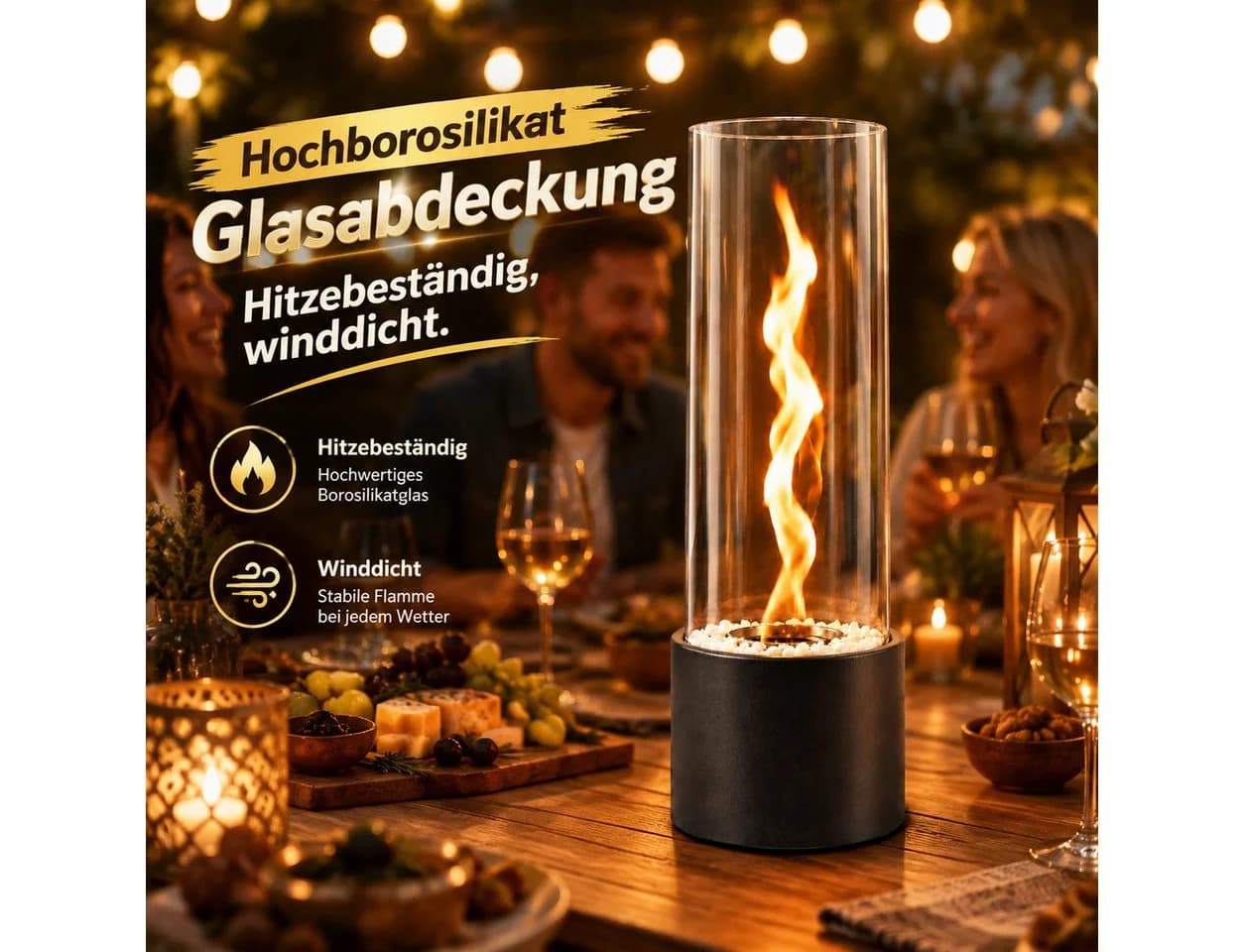 Ledklang Ethanol Tischkamin Schwarz 40cm Indoor Outdoor - Bild 3
