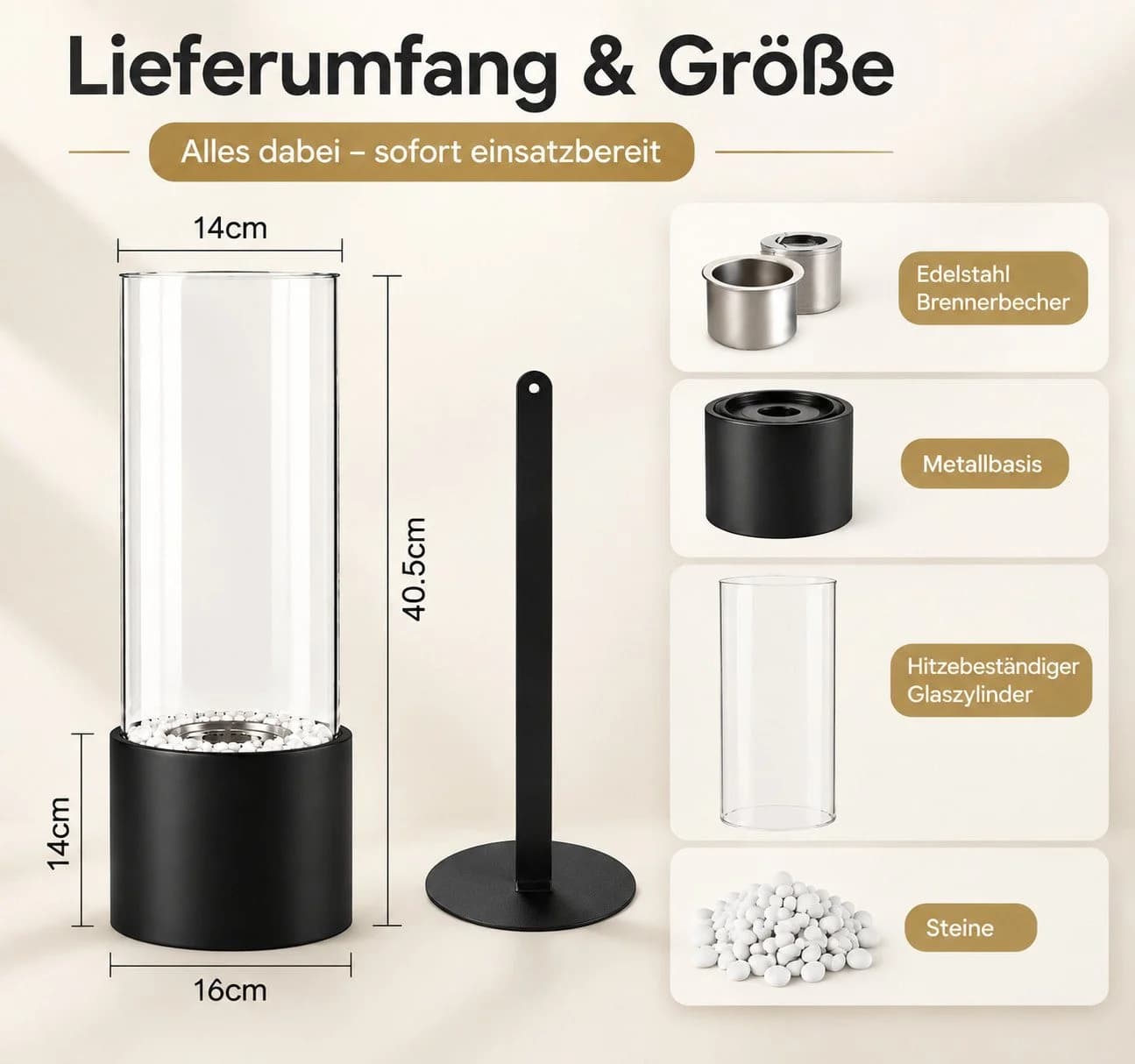 Ledklang Ethanol Tischkamin Schwarz 40cm Indoor Outdoor - Bild 4