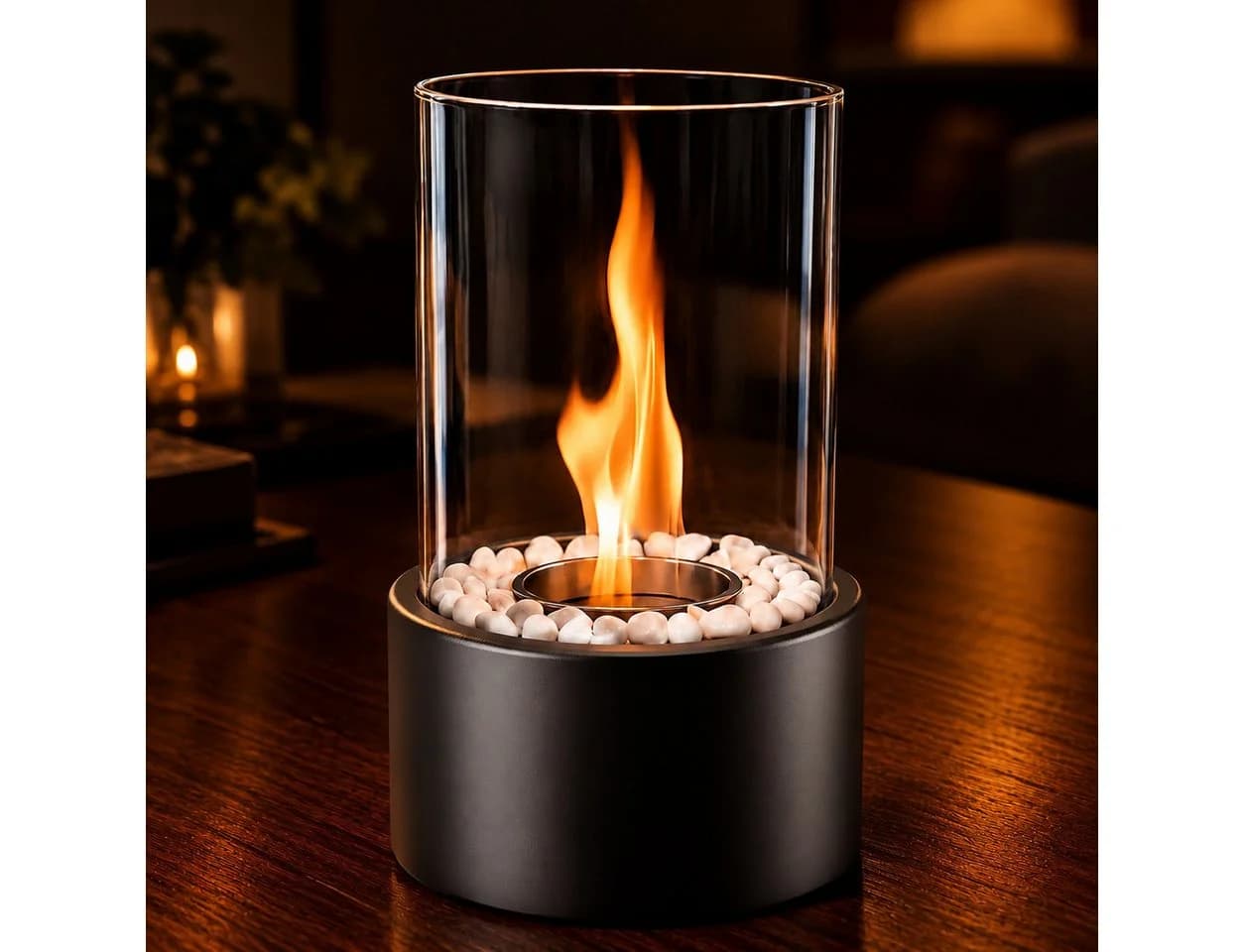Ledklang Tischkamin Ethanol Schwarz Edelstahl Glas - Bild 2