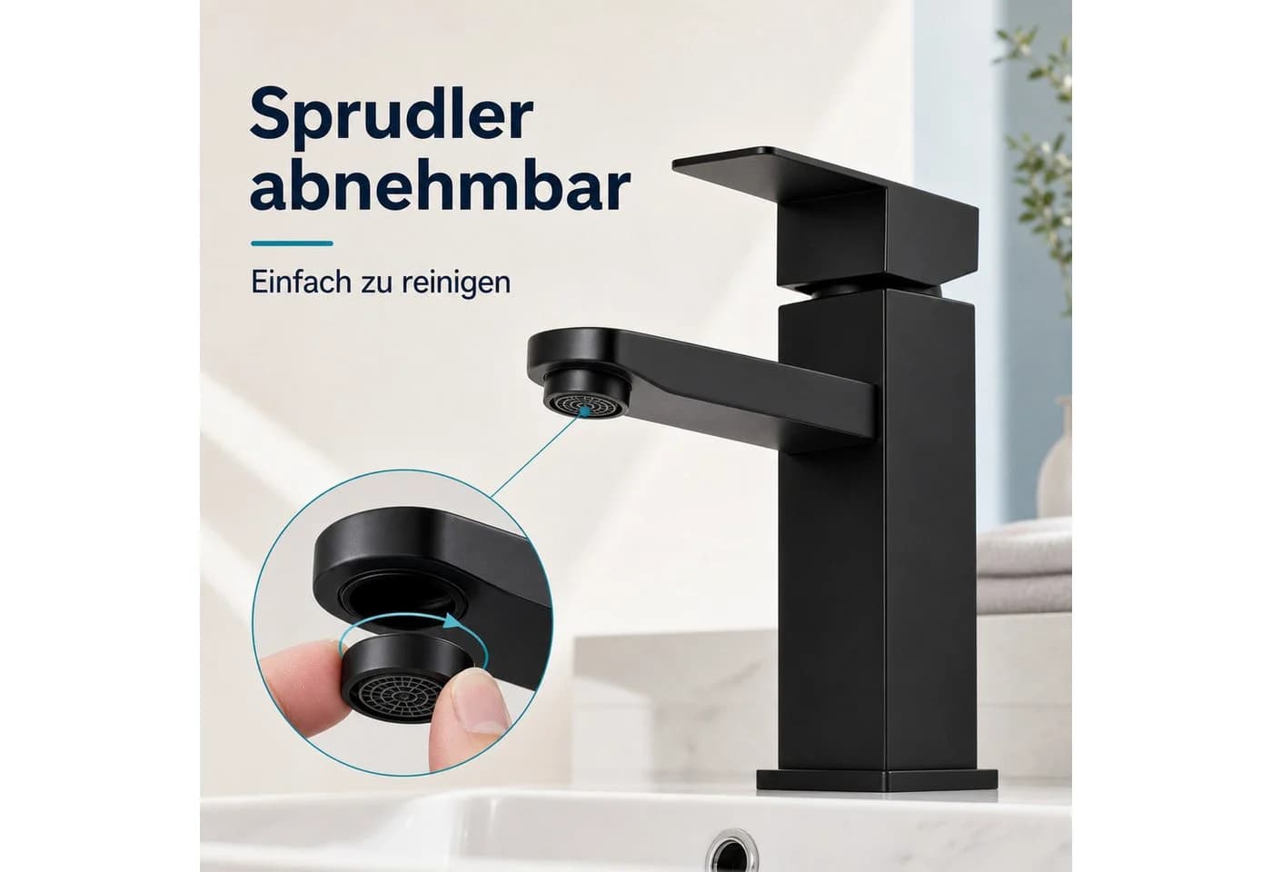 Ledklang Waschtischarmatur Schwarz Edelstahl Mischbatterie - Bild 3
