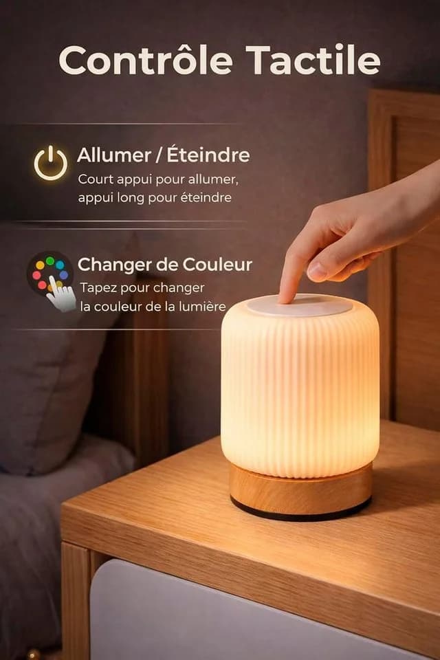 Fyrove LED Nachtlicht Touch-Nachttischlampe Weiß Dimmbar USB - Bild 3