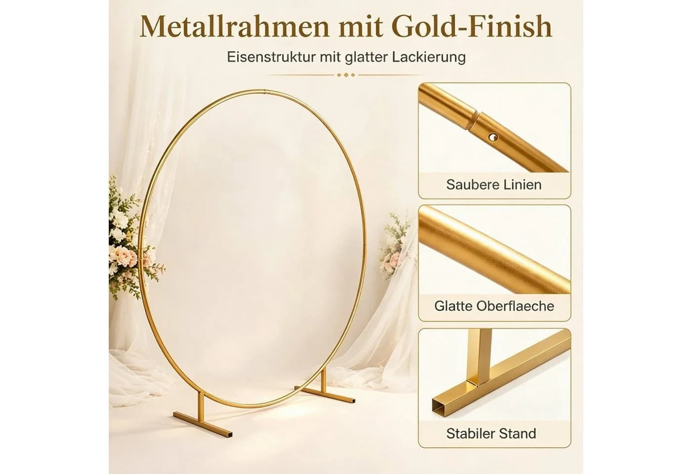 ibettertec Dekofigur Metallring Gold stehend mit Fuß, 2M - Bild 4
