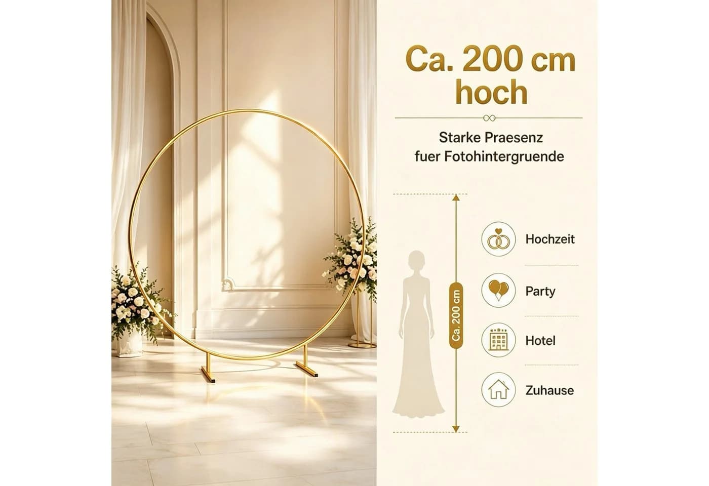 ibettertec Dekofigur Metallring Gold stehend mit Fuß, 2M - Bild 5