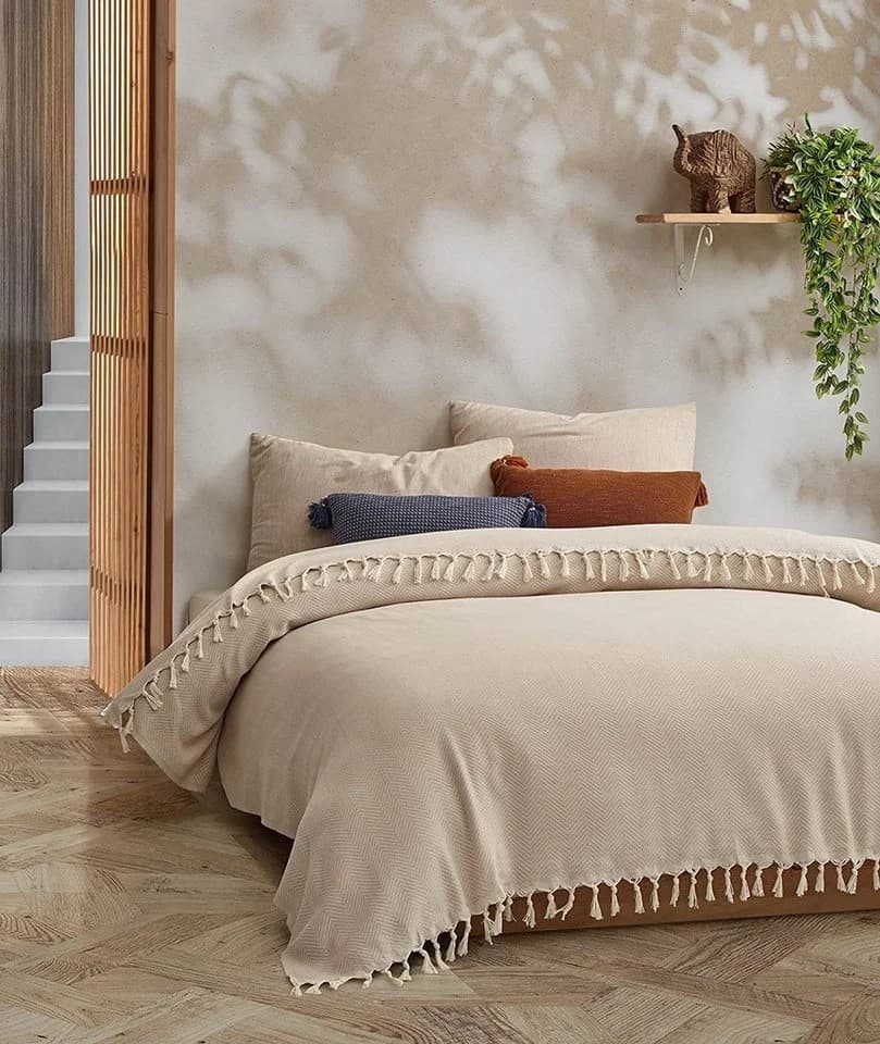 BOHORIA Premium Tagesdecke XXL Tulum 100% Baumwolle Braun
