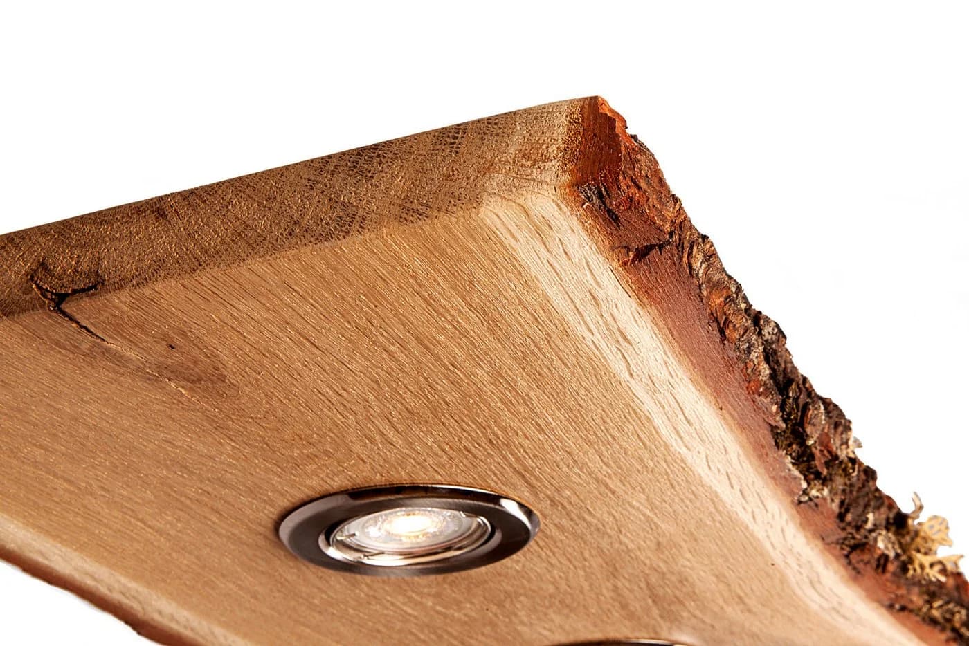 Blockholz-Schmiede Hängeleuchte Eiche mit Rinde Smart Home LED Warmweiß - Bild 4