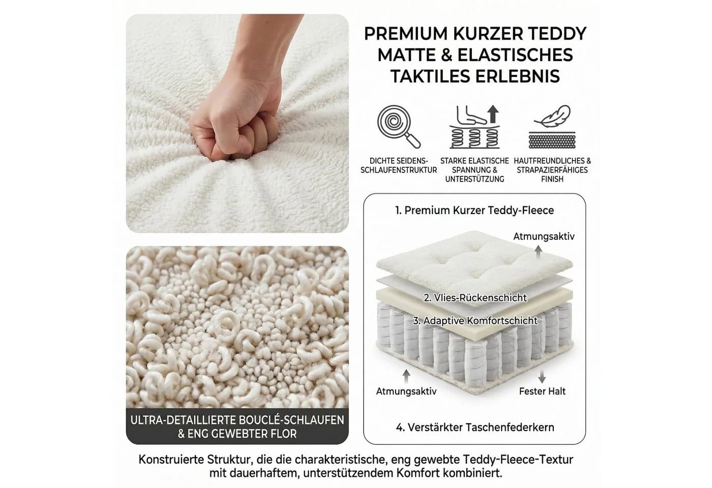 Jiexi Schlafsofa Ecksofa L-Form Teddy-Fleece - Bild 4