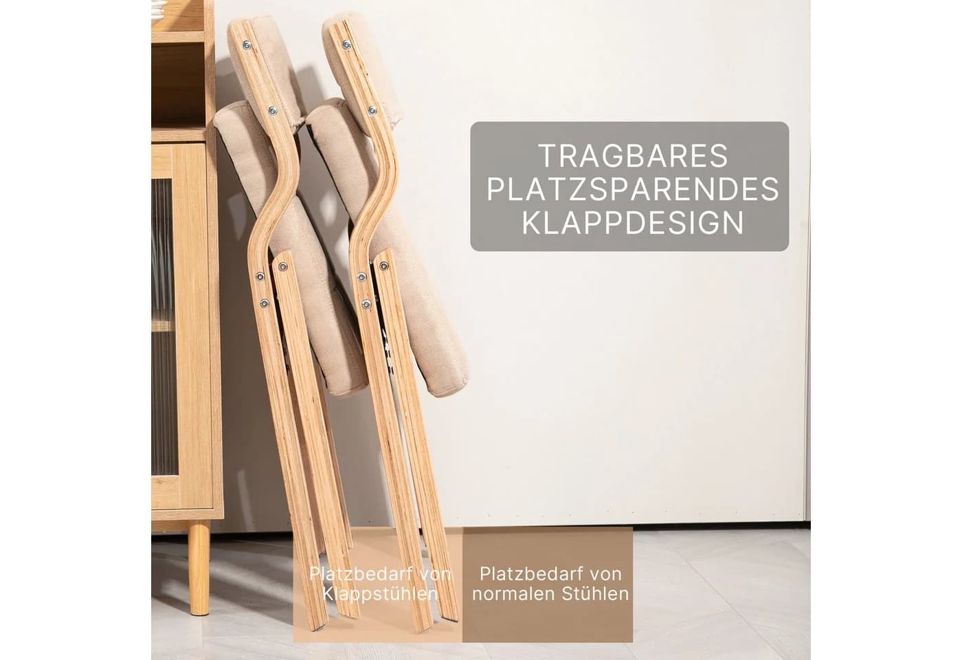 Ergonomischer Klappstuhl aus Holz und Polster - Bild 3