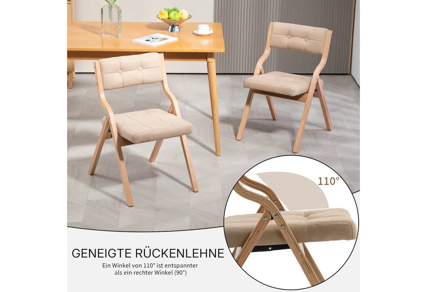 Ergonomischer Klappstuhl aus Holz und Polster - Bild 4