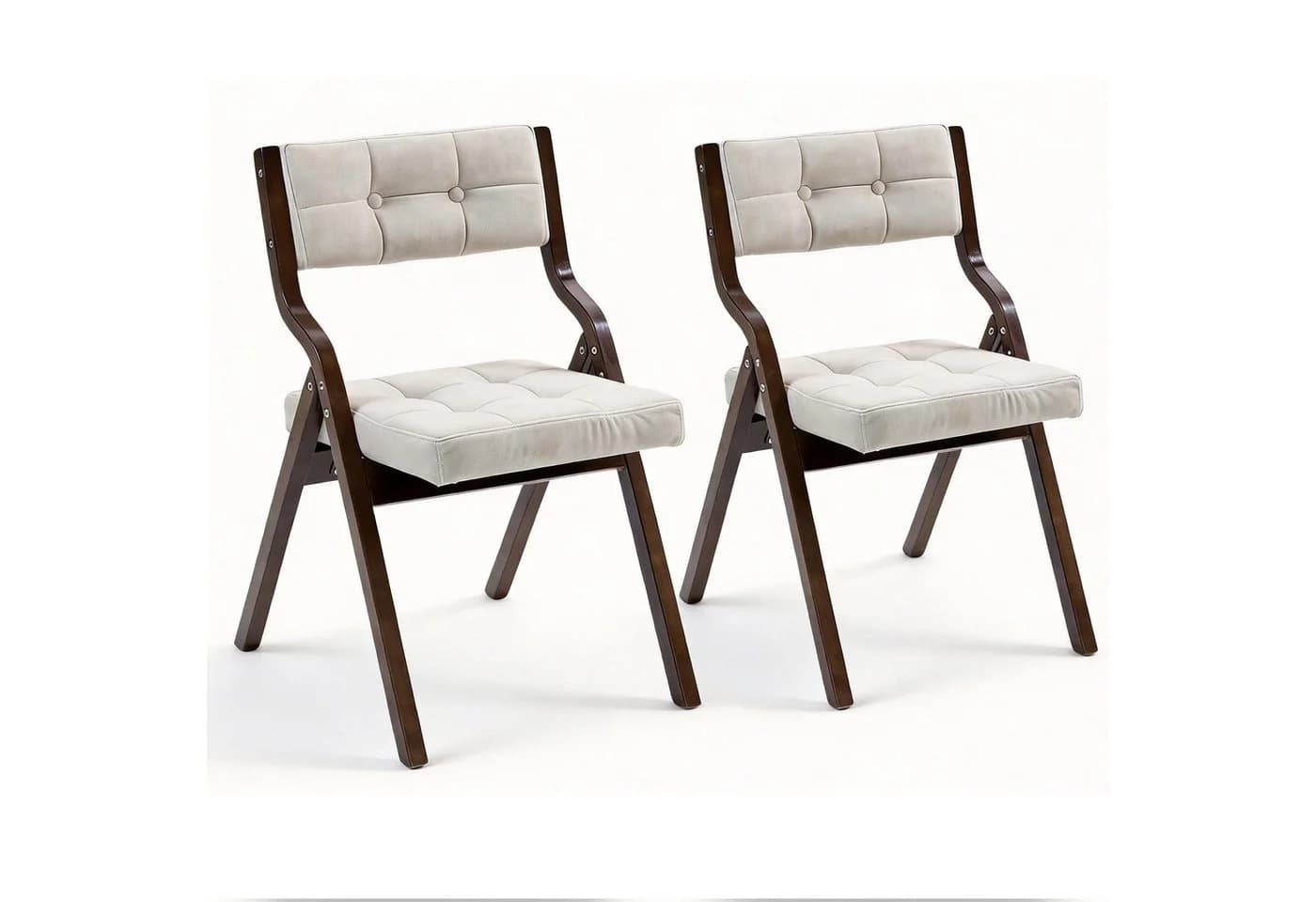 SeedWave Esszimmerstuhl 2er Set Klappstuhl Beige Gepolstert - Bild 2