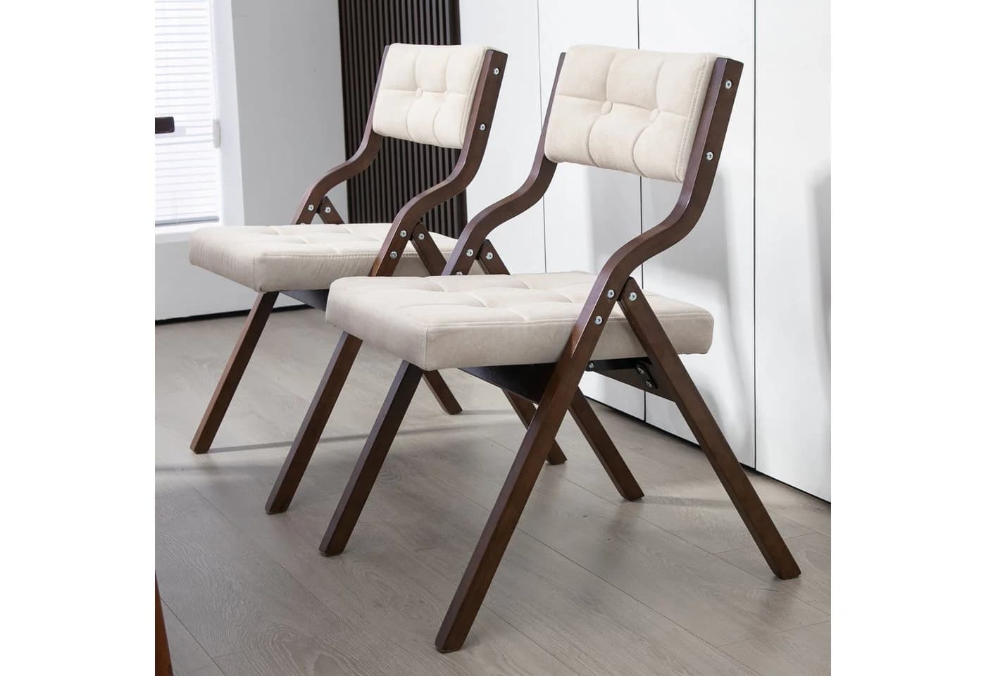 SeedWave Esszimmerstuhl 2er Set Klappstuhl Beige Gepolstert - Bild 3