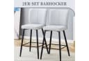 SeedWave Barhocker 2er Set mit PU-Leder, Geschwungener Rückenlehne, Grau/Schwarz Bild 1