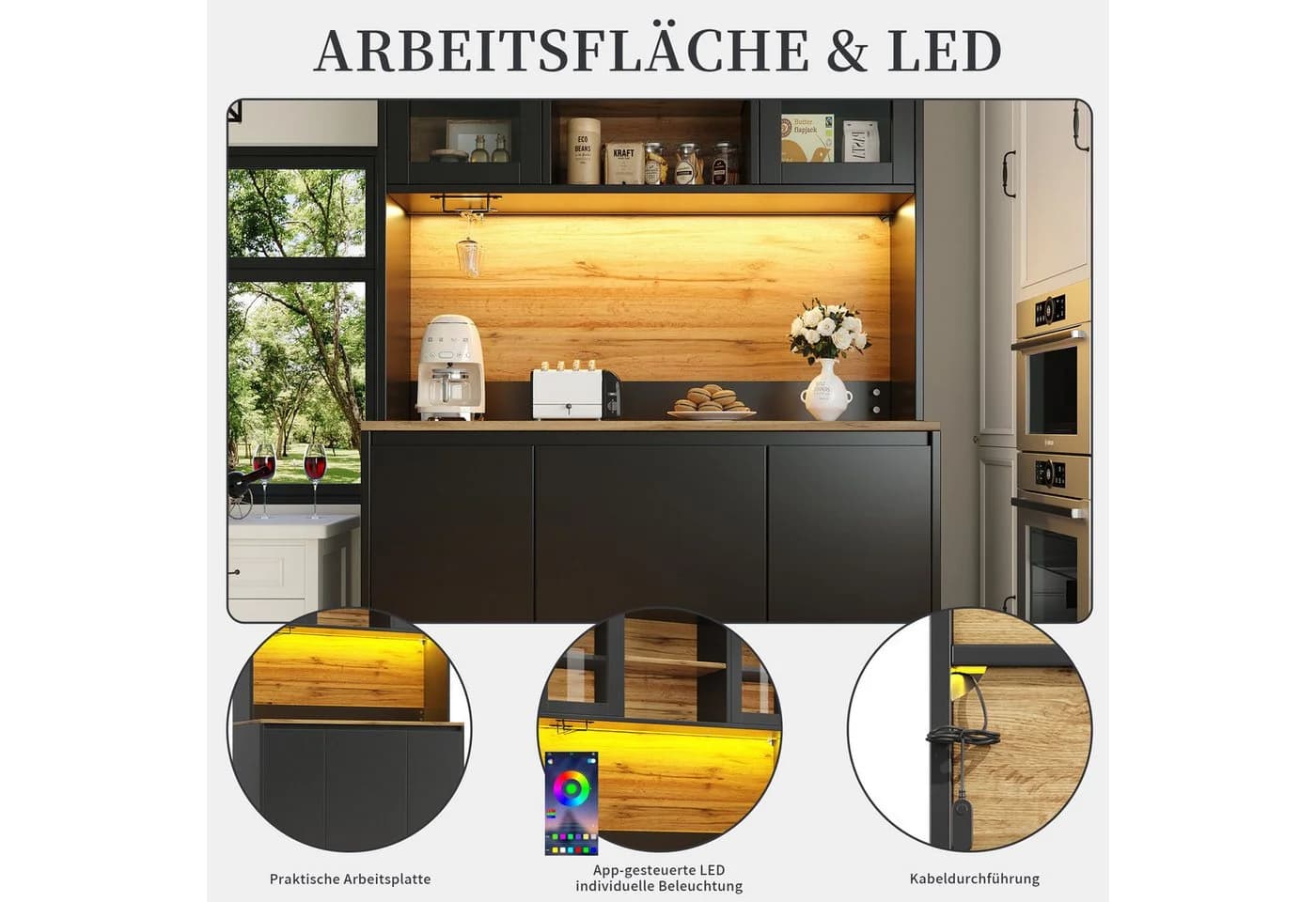 SeedWave Buffet LED Allzweckschrank Schwarz Holzoptik - Bild 4