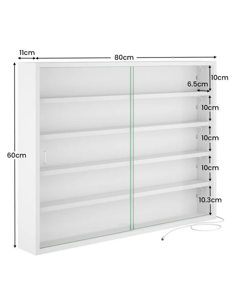 MSMASK Hängevitrine 5-stöckig LED-Beleuchtung Weiß