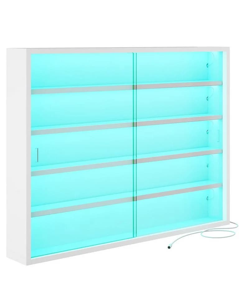 MSMASK Hängevitrine 5-stöckig LED-Beleuchtung Weiß - Bild 2