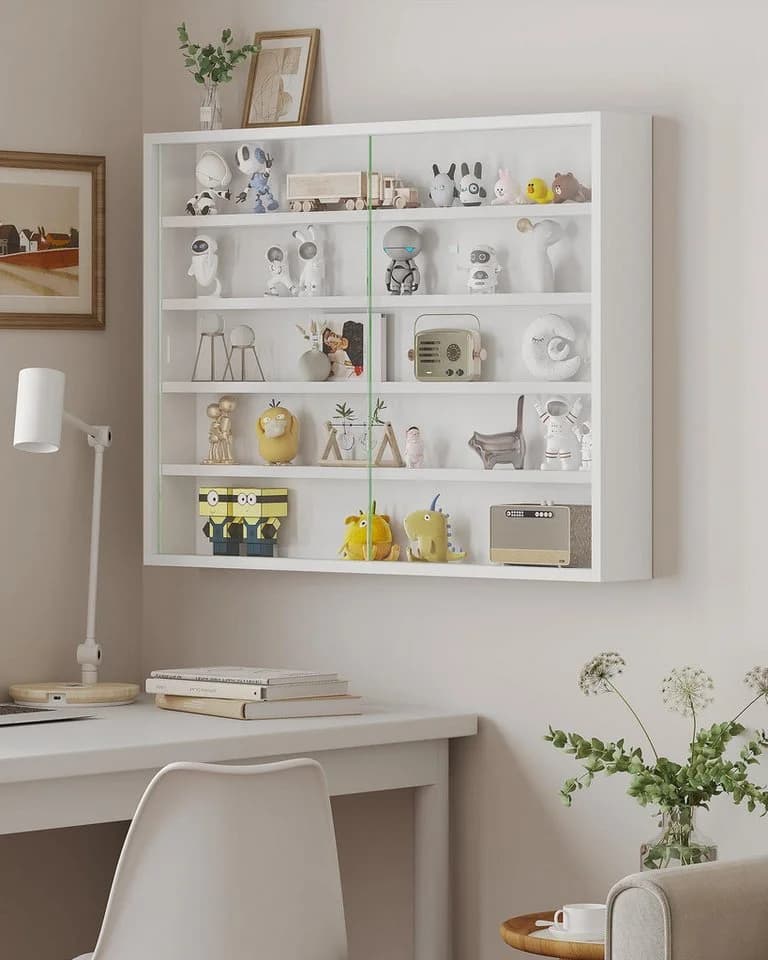 MSMASK Hängevitrine 5-stöckig LED-Beleuchtung Weiß - Bild 3