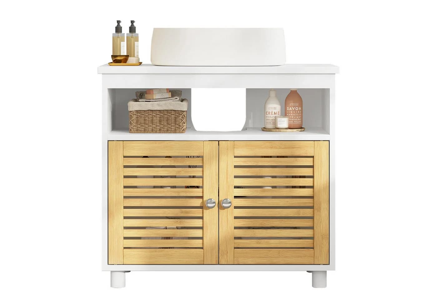 MSMASK Waschbeckenunterschrank Badezimmerschrank Bambus - Bild 2