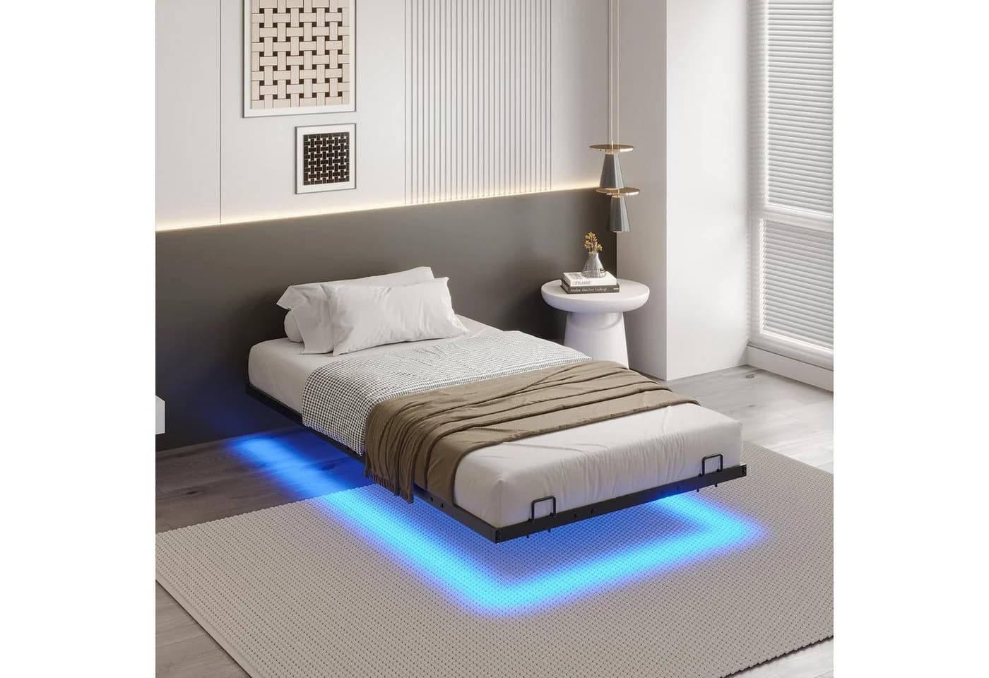 MSMASK Metallbett Schwebebett Bettgestell mit LED-Beleuchtung Schwarz - Bild 2