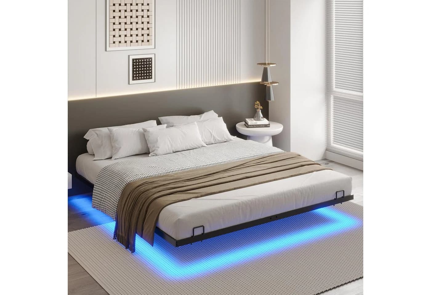 MSMASK Metallbett Schwebebett Bettgestell mit LED-Beleuchtung, 180x200cm - Bild 2
