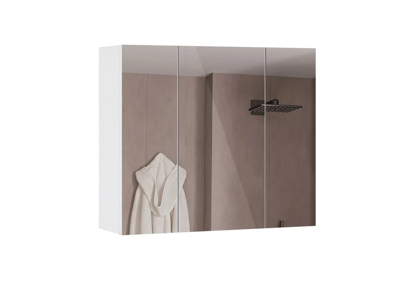 MSMASK Spiegelschrank Badschrank mit Spiegel und Verstellbarem Regal, Weiß - Bild 2