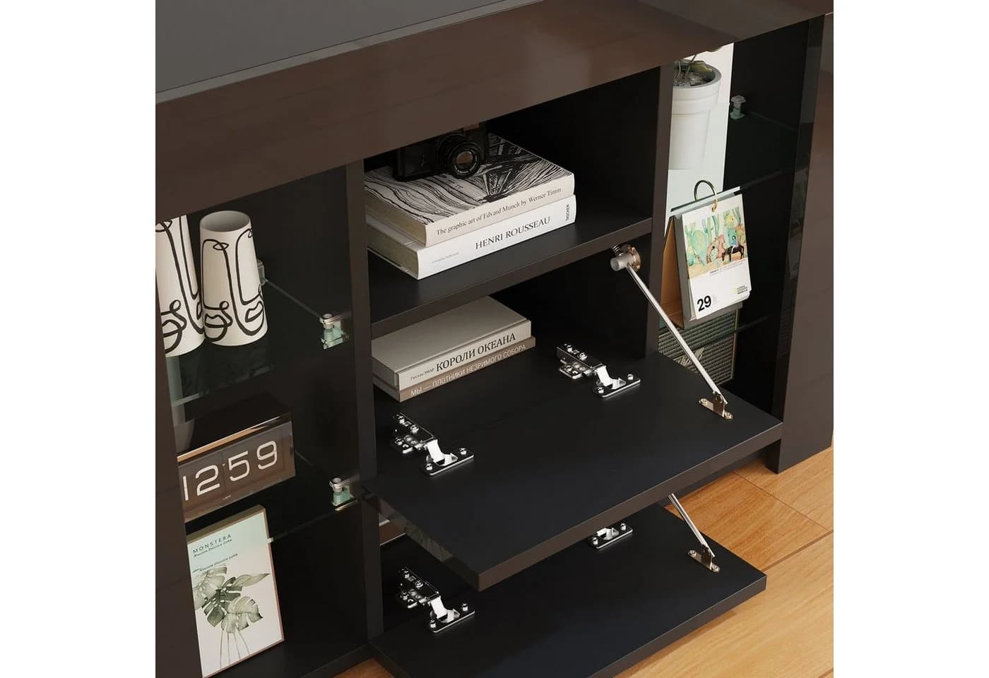 Dripex Lowboard TV Eckschrank Fernsehtisch Hochglanz 100x40x68 cm, Schwarz - Bild 5