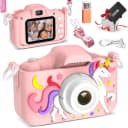 Kityhome Spielzeug-Kamera Kinderkamera 2" Display 1080P Selfie Digitalkamera mit 32GB SD-Karte Rosa Bild 2