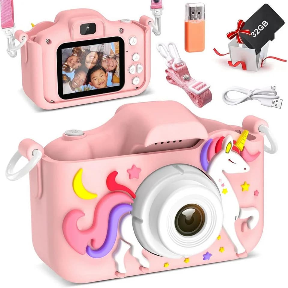 Kityhome Spielzeug-Kamera Kinderkamera 2" Display 1080P Selfie Digitalkamera mit 32GB SD-Karte Rosa - Bild 2