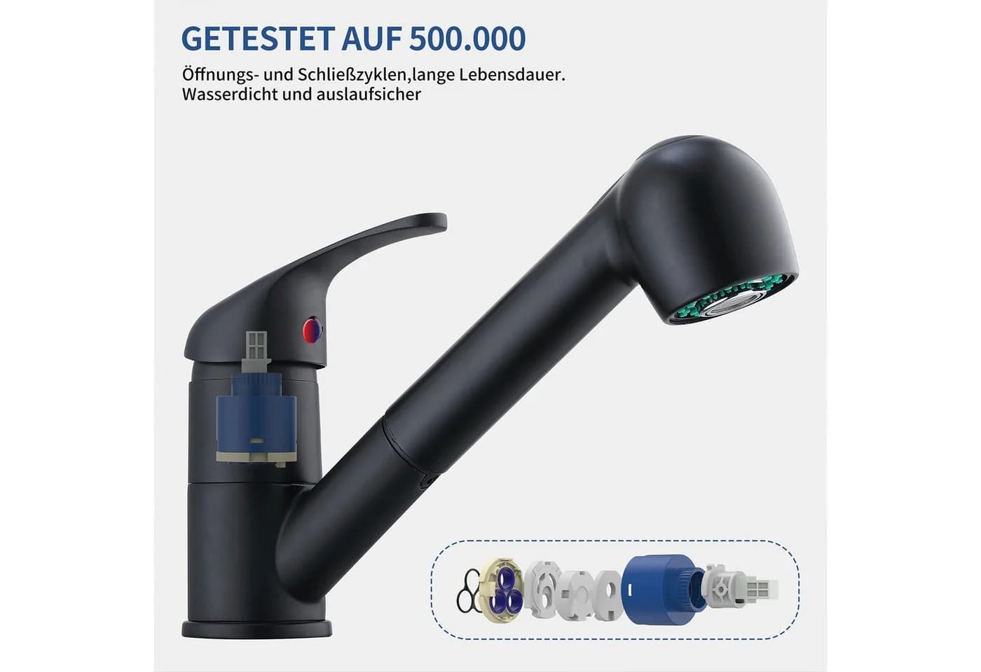 HOMELODY Spültischarmatur Hochdruck Schwarz - Ausziehbar - Bild 5