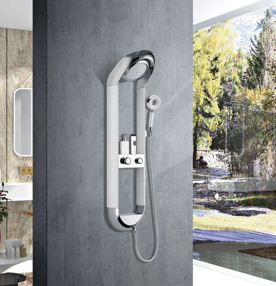 HOMELODY Duschsystem Weiß mit Ablage und 3 Strahlarten - Bild 2