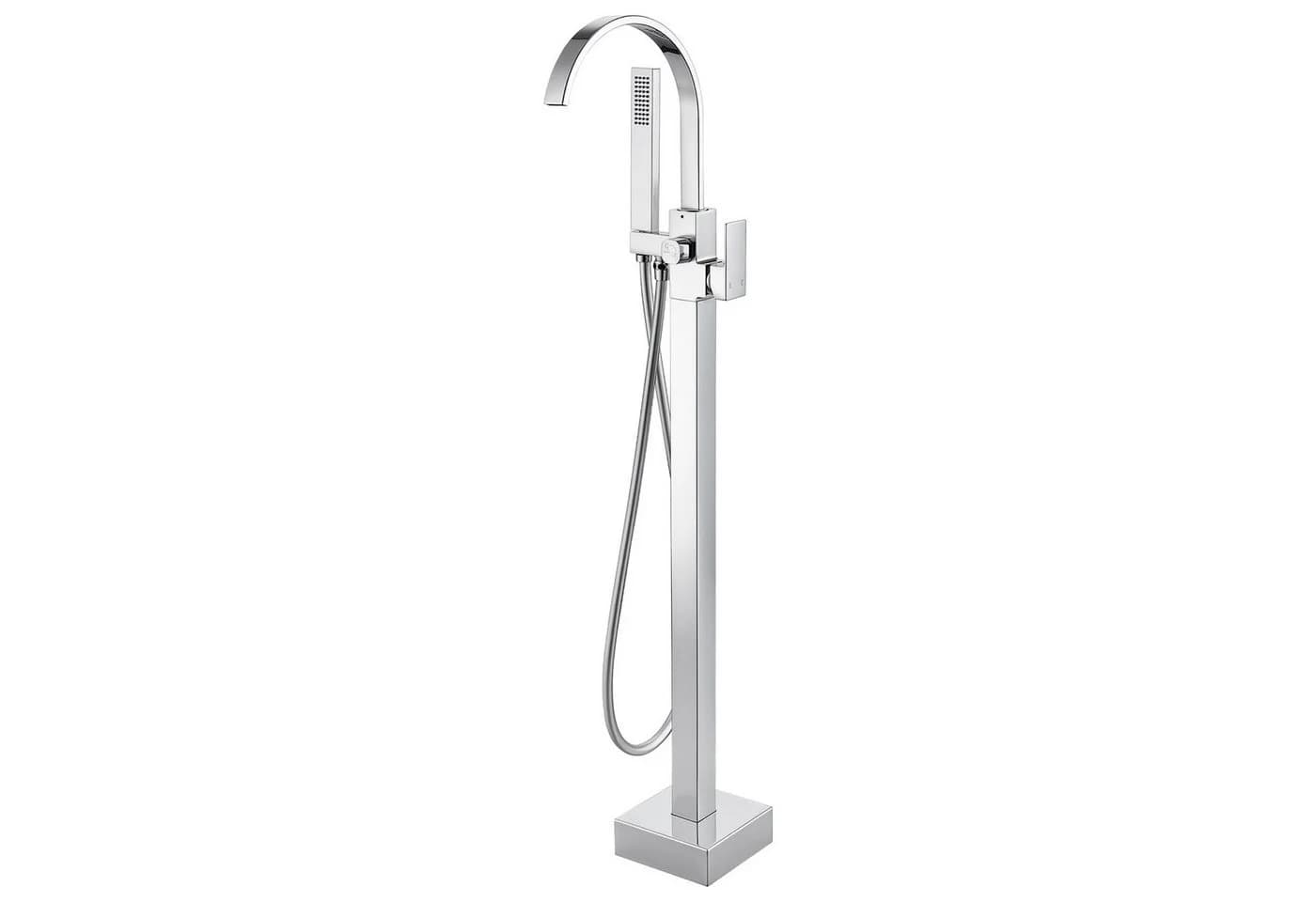 HOMELODY Freistehende Wannenarmatur mit Wasserfall & Handbrause Chrom