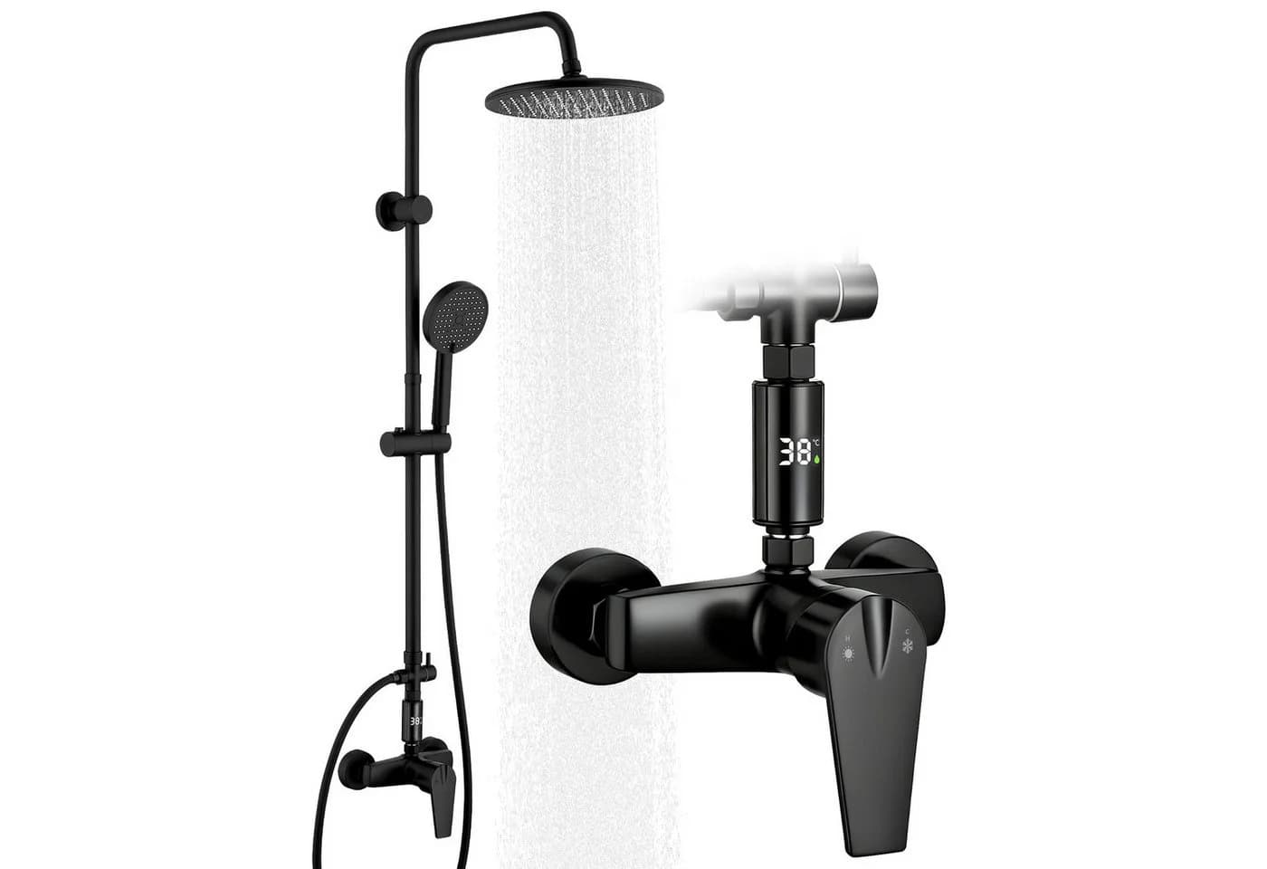 HOMELODY Duschsystem 10 Zoll Regendusche mit LED Anzeige & Handbrause - Bild 2