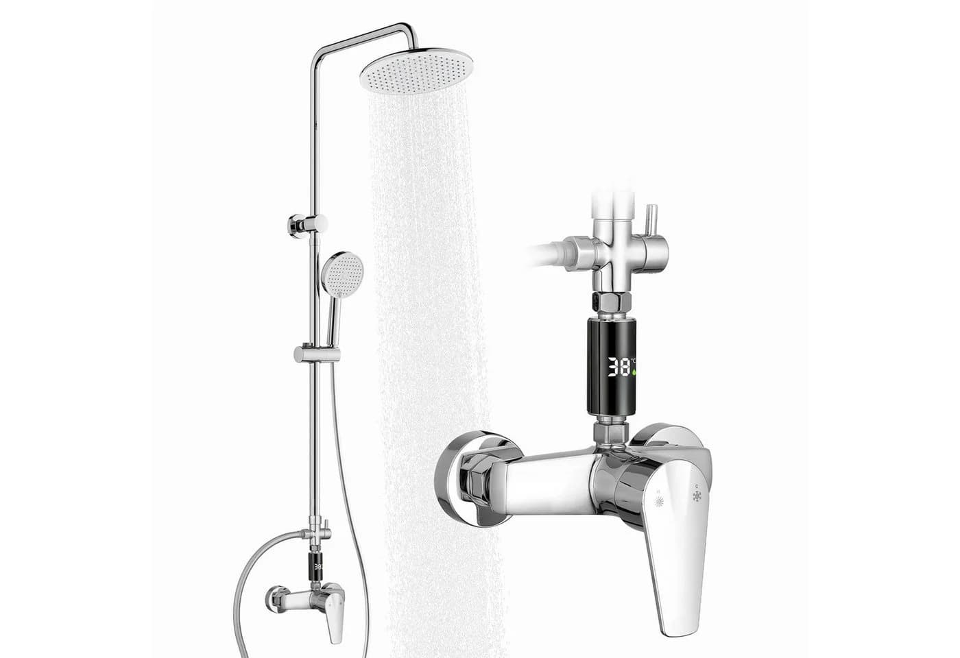 HOMELODY Duschsystem mit LED Anzeige 10 Zoll Regendusche Chrom - Bild 2