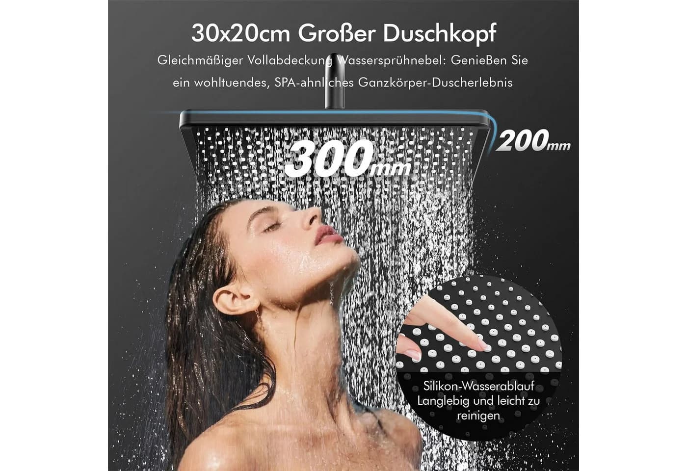HOMELIVE Thermostat Duschsystem Schwarz mit Glasablage & Regendusche - Bild 5