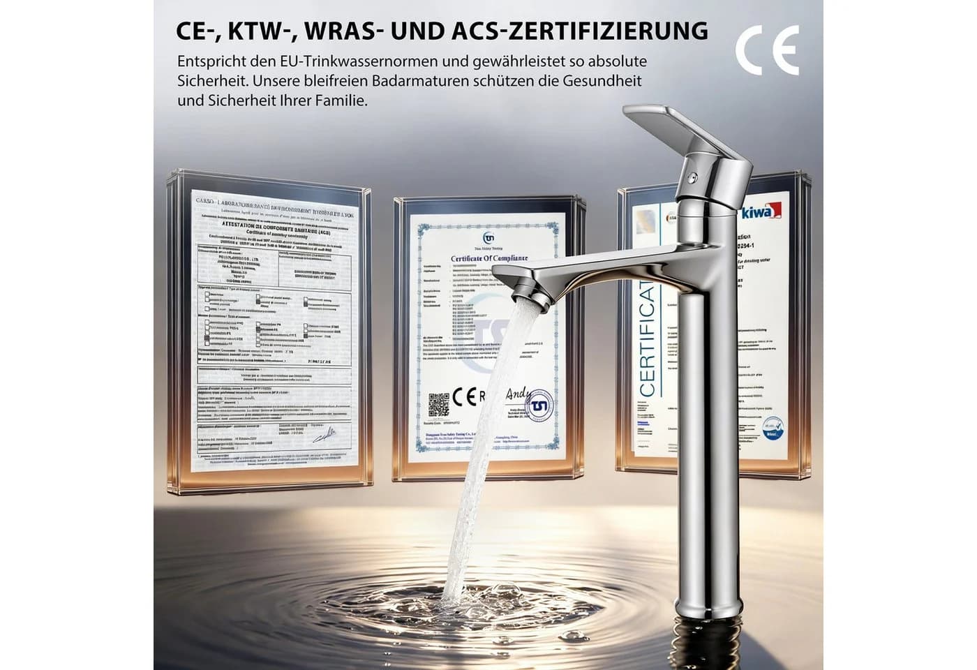 HOMELODY Waschtischarmatur Einhebelmischer Chrom 3/8 Anschluss - Bild 5