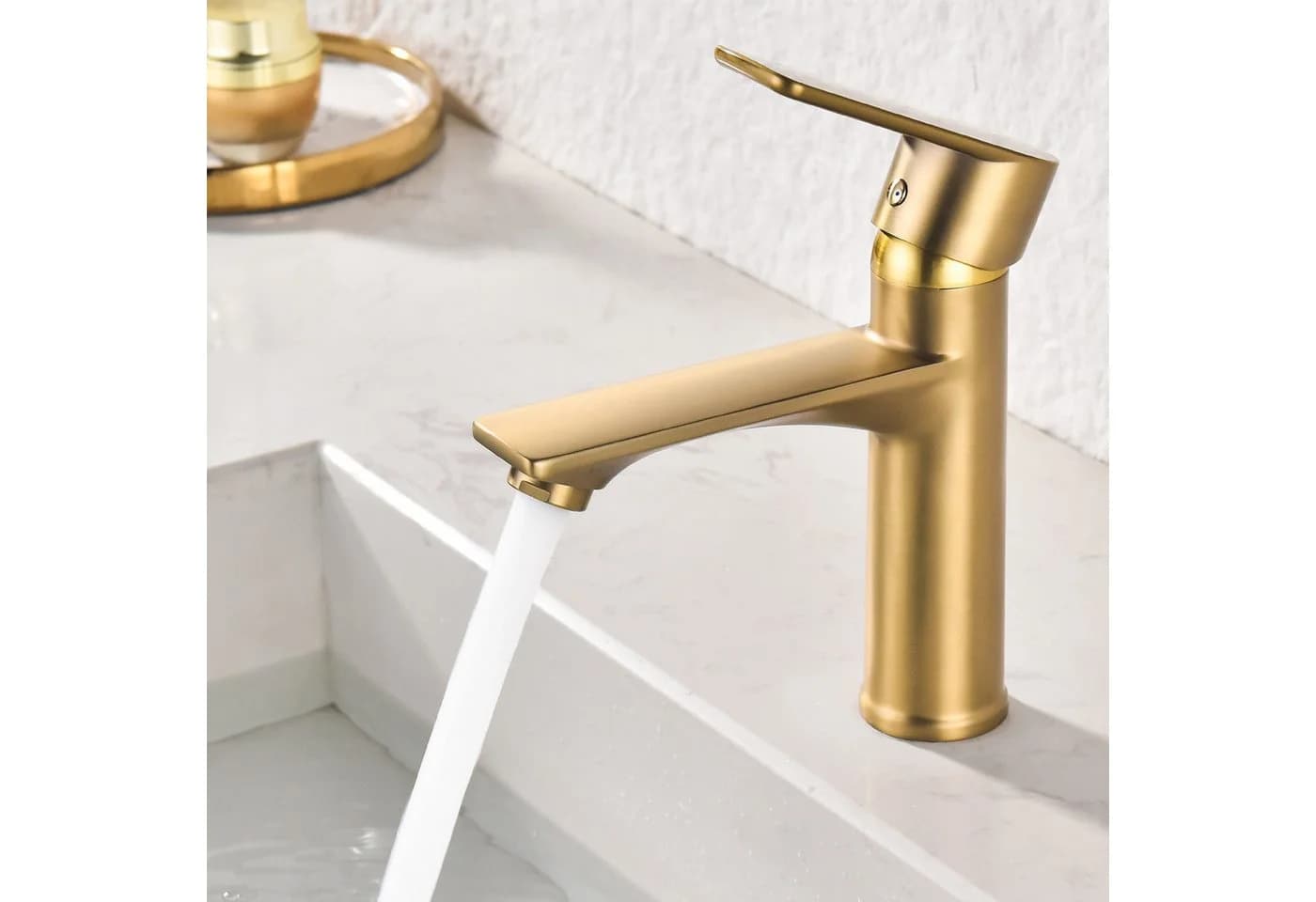 HOMELODY Waschtischarmatur Einhebelmischer Gold 3/8 Anschluss - Bild 2